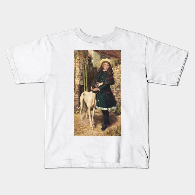 At the Garden Gate by Briton Riviere Kids T-Shirt by Classic Art Stall